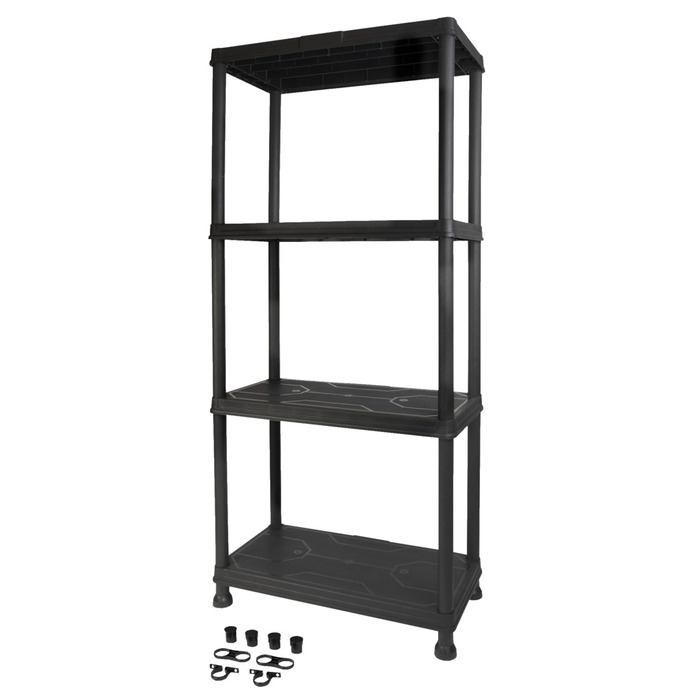 Reol m/4 hylder sort plast - Gardeco